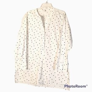 100% Cotton  Polka Dot Button Down Lagen Look Long Line Button Down Shirt L